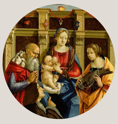 Madonna and Child with a Male Saint, Catherine of Alexandria and a Donor, c.1500 by Michelangelo di Pietro Membrini